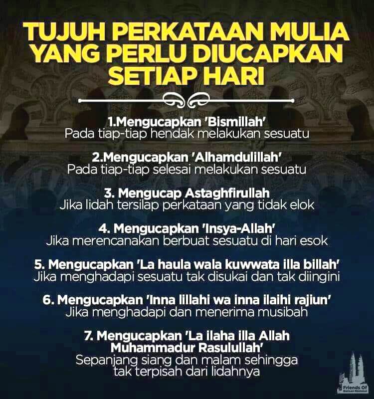 Amalkan Tujuh Kalimat Yang Mulia di Sisi&nbsp;Allah